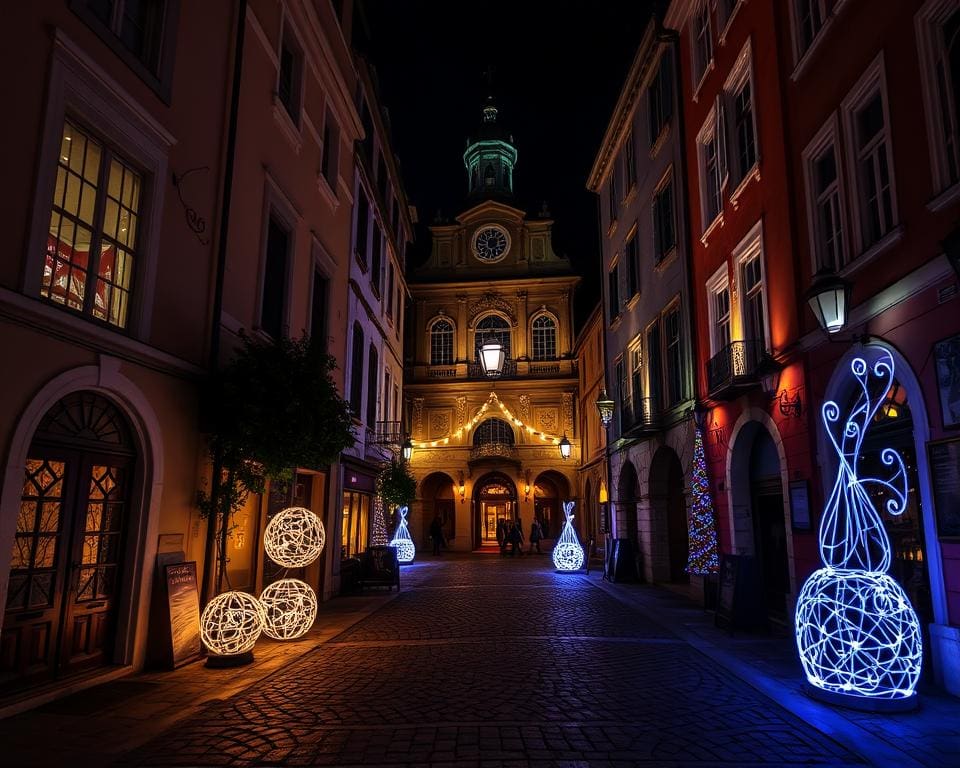 Lichtinstallationen im historischen Viertel