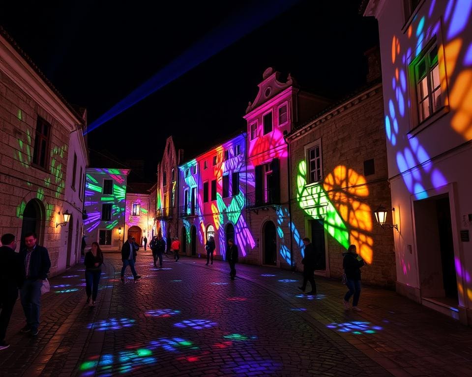 Lichtinstallationen im historischen Viertel